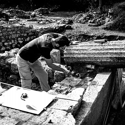 Shametaj excavating in Butrint, Albania.