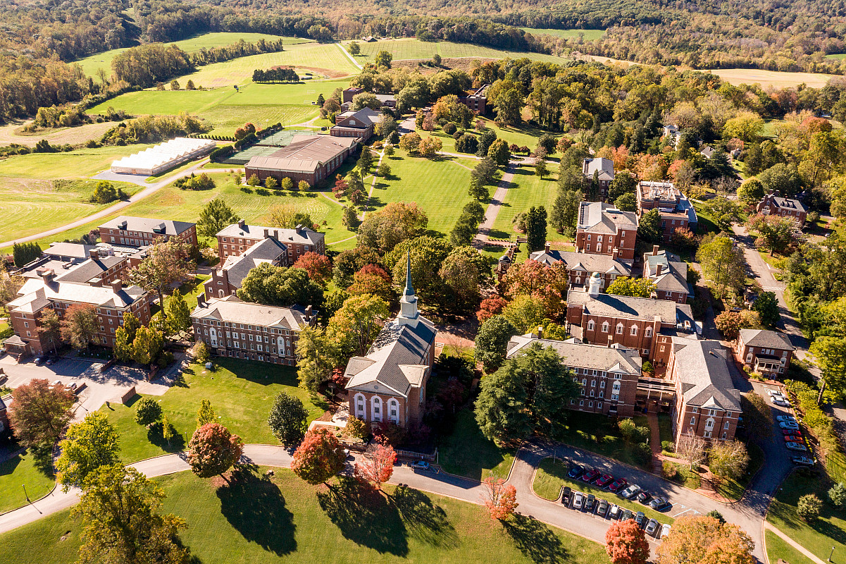 Sweet Briar College historic campus from the sky