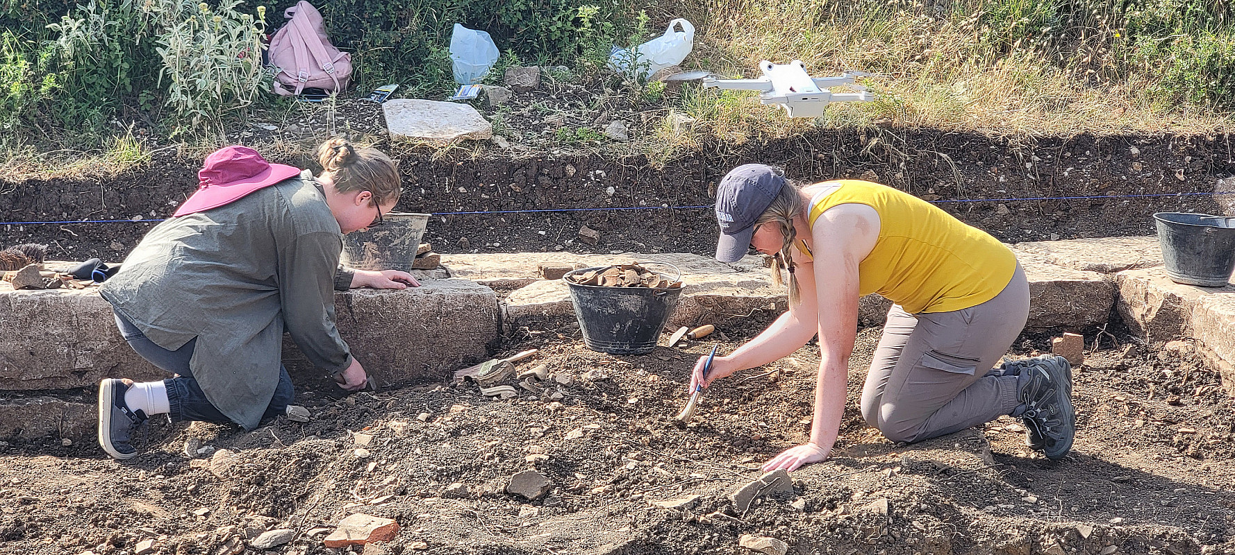 Students excavate an archeological site