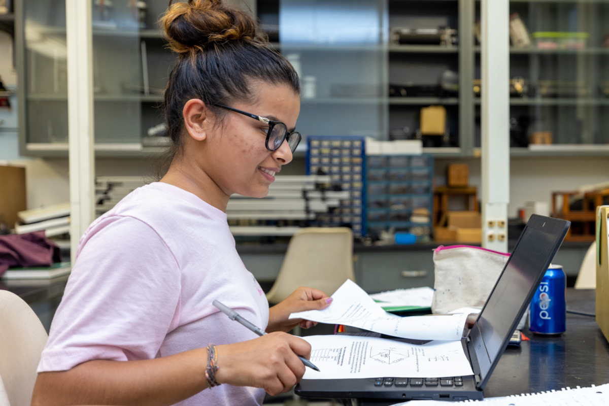 Sweet Briar student working on a computer