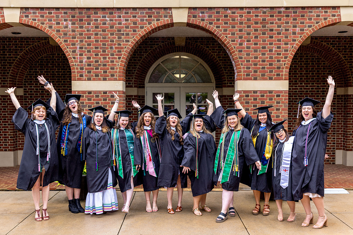 Students celebrating graduation