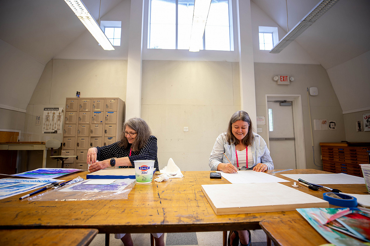 Two do an art project