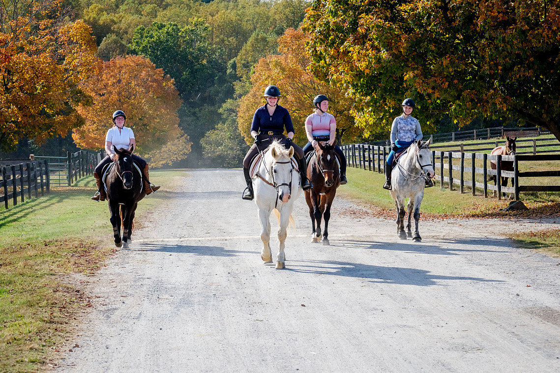 Students riding on one of the many campus trails