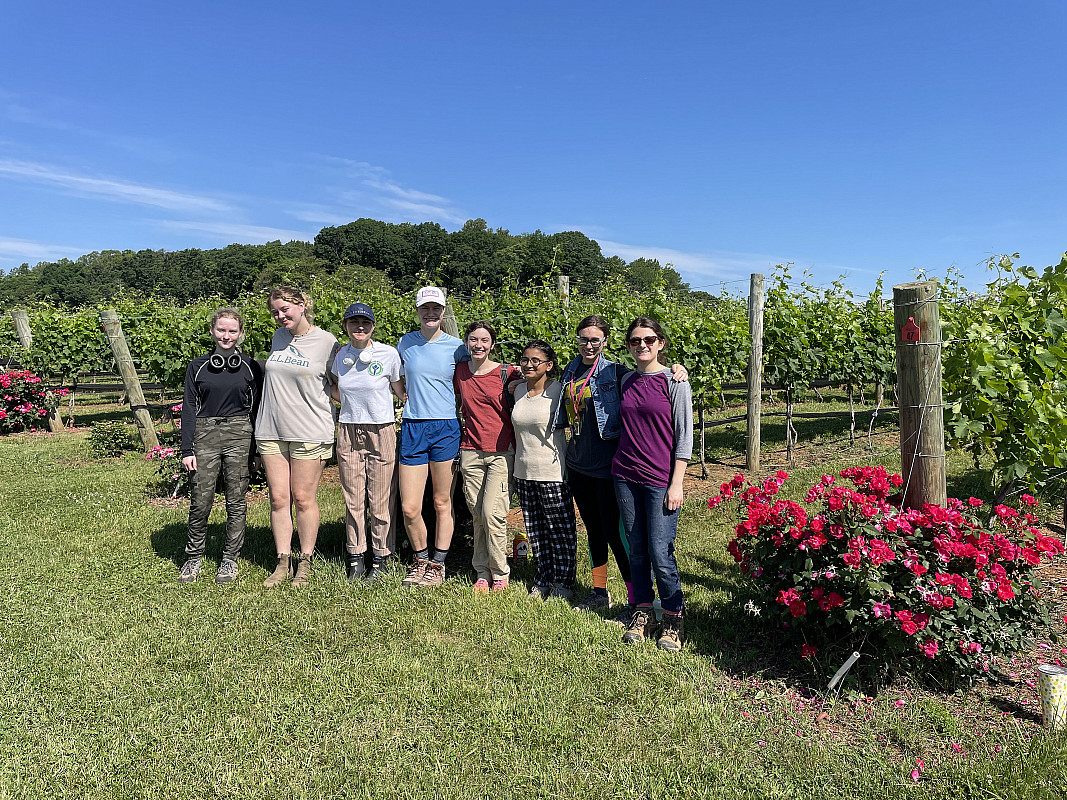 The 2024 Willits Fellows in the Upper Vineyard at Sweet Briar College.