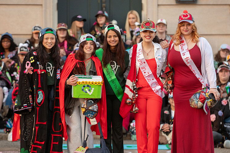 Girls pose for picture